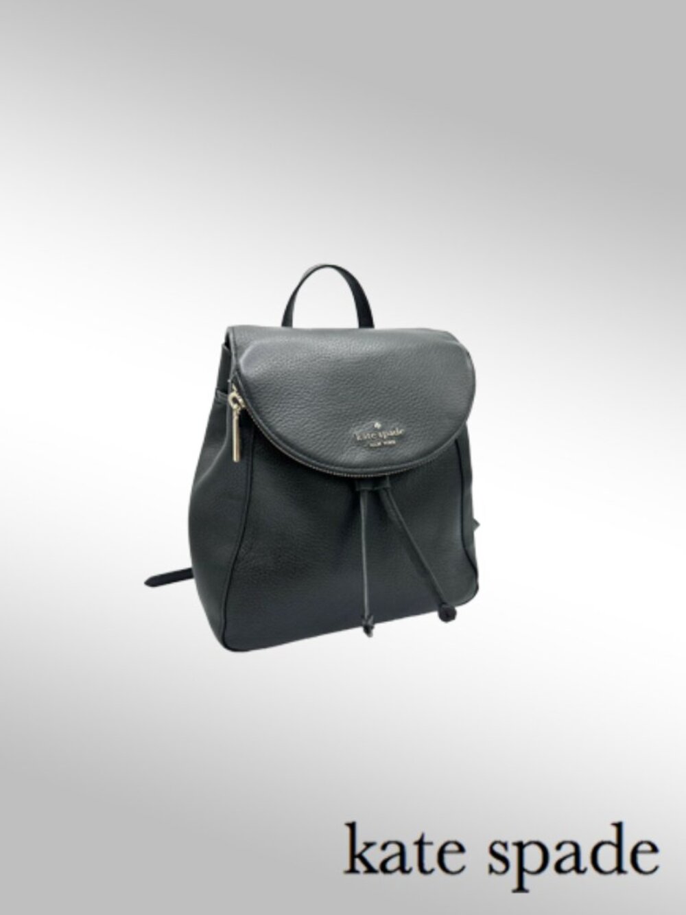 Kate Spade Leila Medium Flap Backpack – Black Pebbled Leather